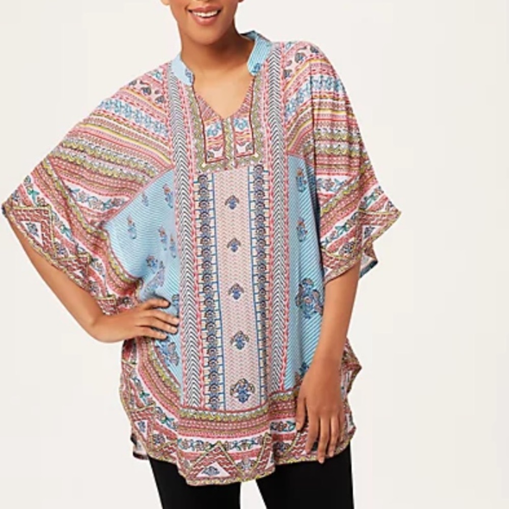 Tolani Collection Mandarin Printed Caftan Tunic